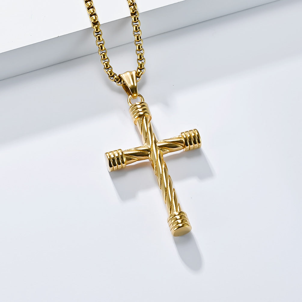 Wholesale Twisted Titanium Cross Men's Hip Hop Punk Necklace